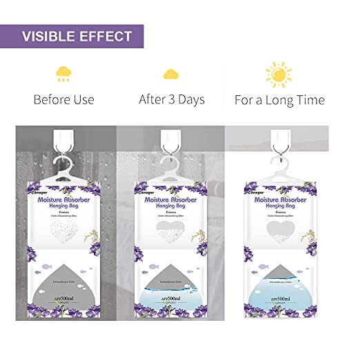 Canager Hanging Moisture Absorber, Freesia Moistureproof Desiccant Hanging Bag，Dehumidifier Bag (8 Packs) Hanging Closet Dehumidifier Bags, Moisture Absorb 12.5 Oz #TOP4