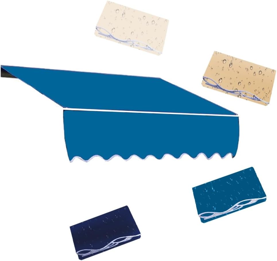 Window Awnings Replacement Fabric Manual Retractable Sunshade Canopy Canvas 6.5ft 8ft 10ft 13ft Patio Awning Replacement Top Cover(Blue 2,(16x5ft) 5x1.5m)