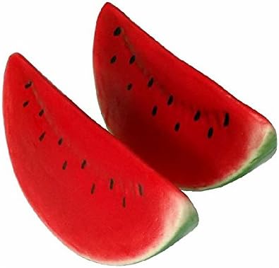 Mezly 6pc Artificial Mini Watermelon Slice - Plastic Green Red Watermelons Slices Fruit - Six Pieces