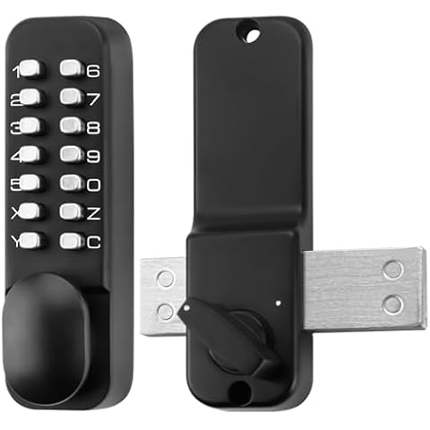 ANNFUZ Mechanical Keyless Door Lock with Handle, Keypad Front Door Lever Set with Bolt, Code Door Locks with Keypad,Gate Lock for Warehouse,Single-Side, No Electronic (Matte. Black) Cover