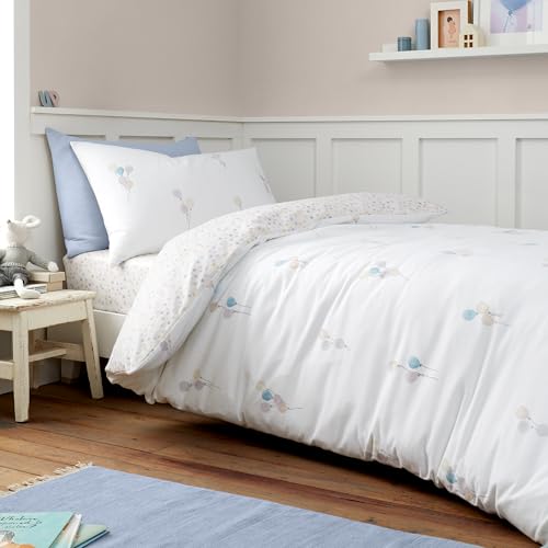 Bianca Brushed Balloons Reversible Cotton Junior Duvet Cover Set with Pillowcase White