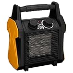 TCP Electric Space Portable Heater Ceramic 2000W Black Orange 2KW 240V PTC Heating 2 Heat Modes Overheat & Tip-Over Protection. Fast Heating for Home Office Workshop Warehouse Greenhouse Building Site