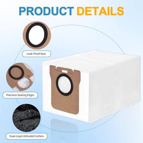 Image of 14 Packs Vacuum Dust Bag Compatible with Dreame L10 Ultra / L10s Ultra / L20 Ultra / L30 Ultra / X20 Pro / X20 Pro Plus Robot Vacuum, 3L Large Capacity Auto-Seal Replacement Bag Accessories Set