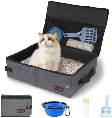 Portable Cat Travel Litter Box. Zipped Lid, Collapsible Litter Bo...