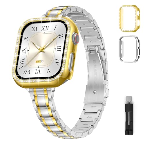 Slim Metal for Apple Watch Bands 45mm Thin Elegant Stainless Steel Women