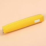 Novedad: no Kawaii - Estuche de lona con cremallera para mujer, diseño de lunares, color amarillo