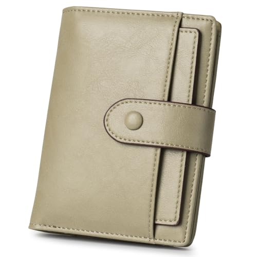 Image of Alldaily Small Slim RFID Blocking Leather Wallet for Women, Bifold with 10 Card Slots and Coin Pocket (Sage Green)