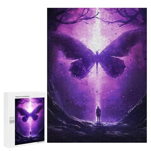 Rompecabezas de 500 PCS de mariposa morada, el regalo ideal para adultos