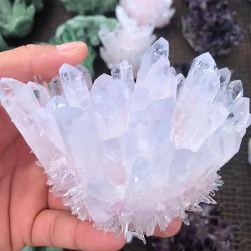 White crystal clusters ornament de cuarzo blanco decorativo mineral 2pcs 4