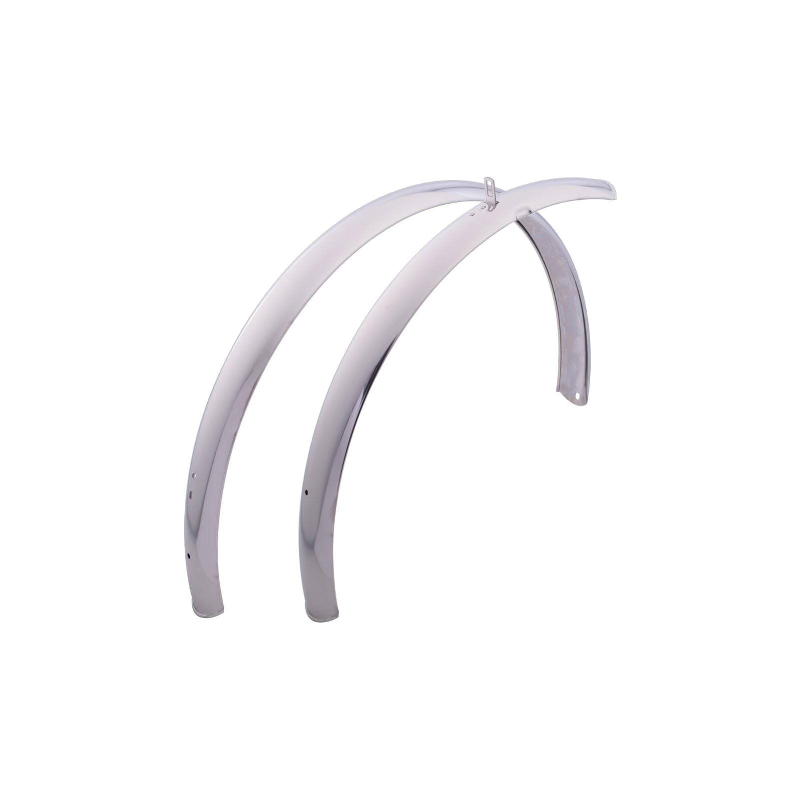 BÜCHEL Schutzblechgarnitur – Silber, Sportrad 26" x 1.75, 55 mm breit, Nirosta Kastenform, ohne Bremsloch, kurzer Vorbau, Vollbördelung