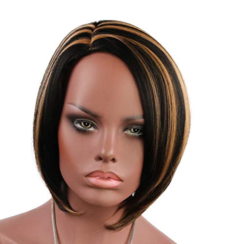 Lurrose Moda feminina peruca de cabelo reto curto peruca sintética feminina capa de cabelo natural a