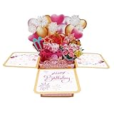 SOLIFEGOBLE 3D Pop Up Birthday Card, Handmade Pull Out Surprise Gift Box Greeting Card with Envelope, Birthday Gift for Women Mom Wife Daughter Girlfriend