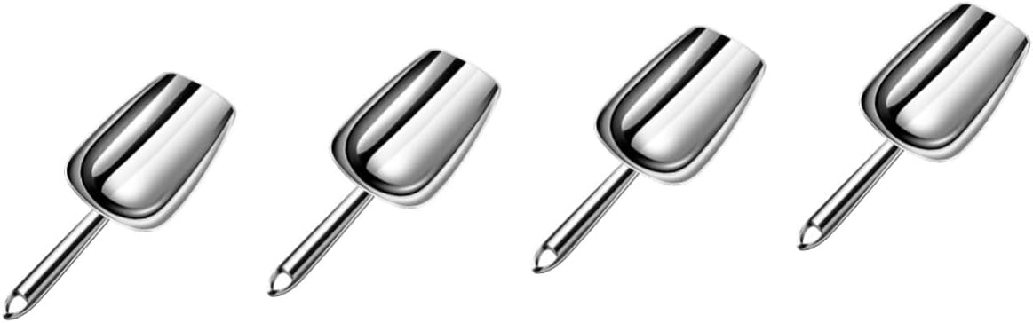 PRETYZOOM 4pcs Flour Shovel Grain Scoop Stainless Steel Ice Scooper Kitchen Tool Hook