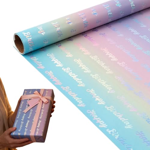 Wrapping Paper - Whimsical Iridescent Decoration, Iridescent Wrapping Sheets, Birthday Theme Gift Wrap | For Kids Teens Adults P