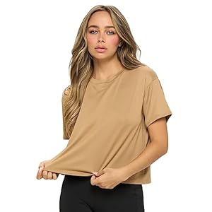 KNIT RIOT Women’s Crop Top – Short Sleeve Soft Boxy Crewneck Casual Active Workout Yoga Running Cropped Tee T Shirts