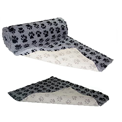 SoulPet Grey Black Paws Vet Bedding NON-SLIP ROLL WHELPING FLEECE DOG PUPPY PRO BED