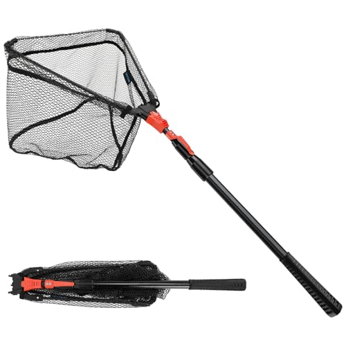 SAN LIKE Fishing Net Fish Landing Net Collapsible Fish Net with Anti-Slip Telescoping Rubber Pole Handle for Kids Adults in Saltwater Freshwater Multi-Size Extending to 37/42/43/51/69/71/89/98inch