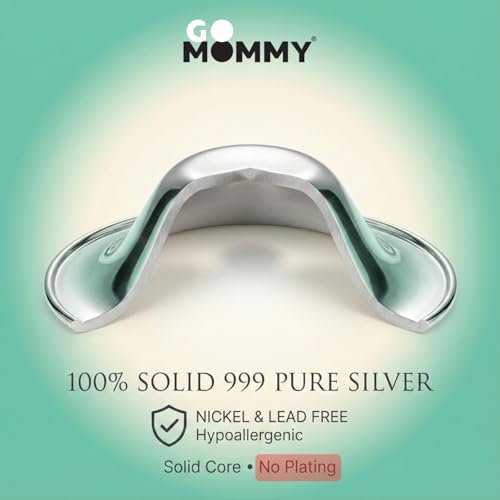 999 Pure Silver Nipple Shields for Breastfeeding Newborn & A Breastfeeding Essential by Go Mommy - Silver Nursing Cups for Sore Nipple Relief, Protects & Heals Cracked Nipples