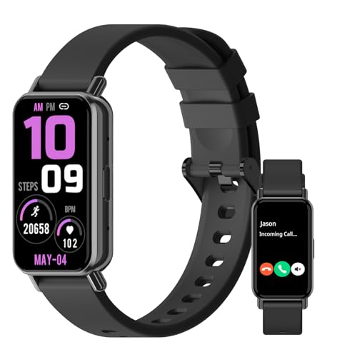 PEJE Band 1,1.45' TFT Tela, Smartwatchs,IP68 à Prova d‘Água,Relogio Smartwatch Feminino,100+ Modos Esportivos, Notificações Inteligentes, Assistente de Voz, Compatível com iOS/Android（Preto）