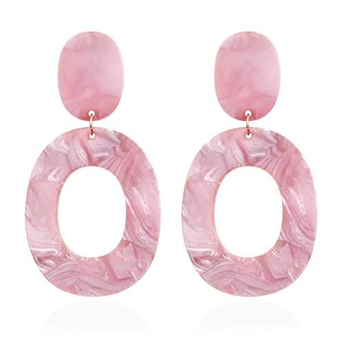 FUYIOCN Statement Ohrringe Rosa,Acryl Creolen Ohrstecker Böhmische Aussage Marmorierte Harz Ohrringe Vintage-Stil Creolen für Frauen Cover