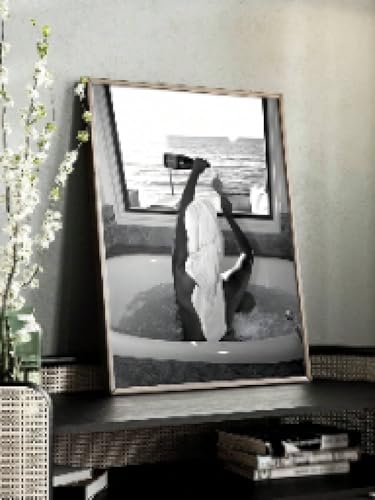 Affiche de chariot de bar femme baignoire noir et blanc déco murale cadre 21x30