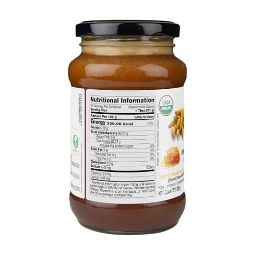 Image of INDIGENOUS HONEY USDA Certified Organic Raw Honey with Turmeric 17.64 oz