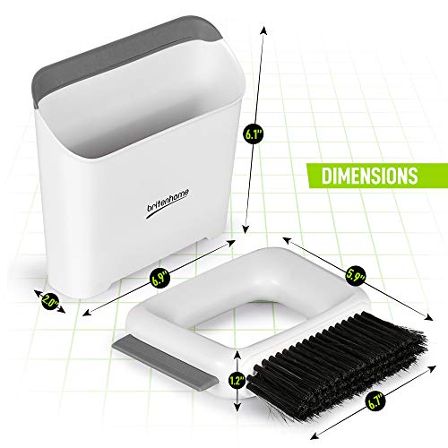 BRITENWAY Mini Dustpan and Squeegee Small Hand Broom Counter Brush Cleaning Set with Squeegee Edge, Kitchen and Bathroom Handbroom for Countertops or Personal Areas