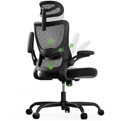 Marsail Bürostuhl Ergonomisch Schreibtischstuhl hat Verstellbarer Lordosenstütze Kopfstütze und Armlehne Höhenverstellung und Wippfunktion – Ansicht 1
