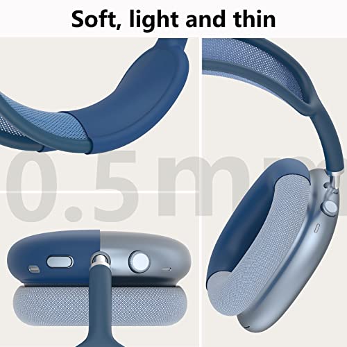 Silicone Case Cover For Airpods Max Headphones, Anti-Scratch Ear Pad Case Cover/Ear Cups Cover/Headband Cover For Airpods Max, Accessories Soft Silicone Skin Protector For Apple Airpods Max (Blue) #TOP4