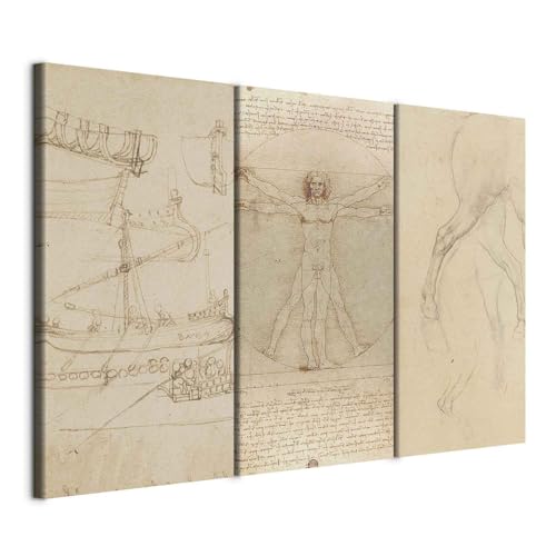 murando - Tableau triptyque mural Ensemble 120x80 cm (3 pièces de 40x80 cm chacune) – Impression sur toile pour salon et - Vinci Esquisse Une De Peintures Sur Papier...
