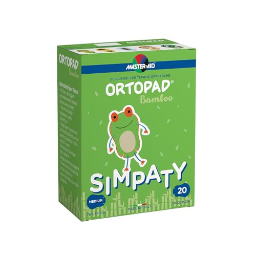 MASTER AID Ortopad Simpaty Medium - Cerotti Colorati Oculari per Bambini - Cerotto Occlusore Occhio Bambini per il Trattamento di Occhio Pigro e Strabismo - 1 Confezione da 20 Pezzi - 7,6 x 5,4 cm