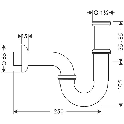 hansgrohe Siphon (Röhrensiphon für Waschbecken) chrom – Ansicht 2