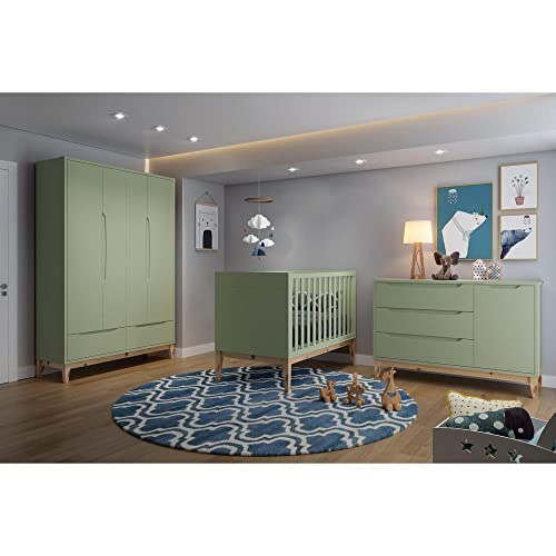 Cômoda Infantil 3 Gavetas 1 Porta Multimóveis Cr40024 Verde