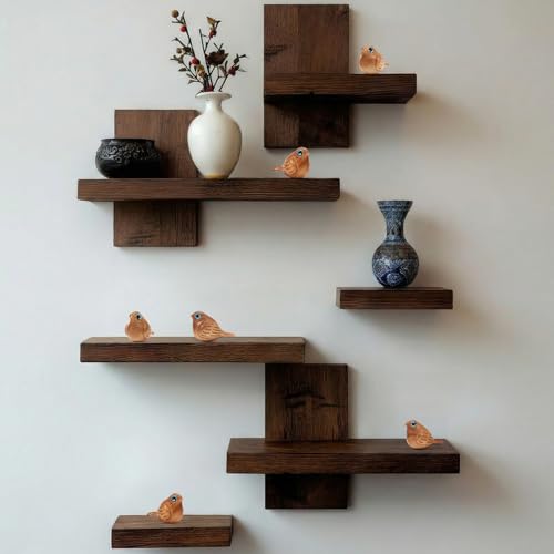 Set de 6 Figuras de Pájaros de Madera Decorativas miniatura 4