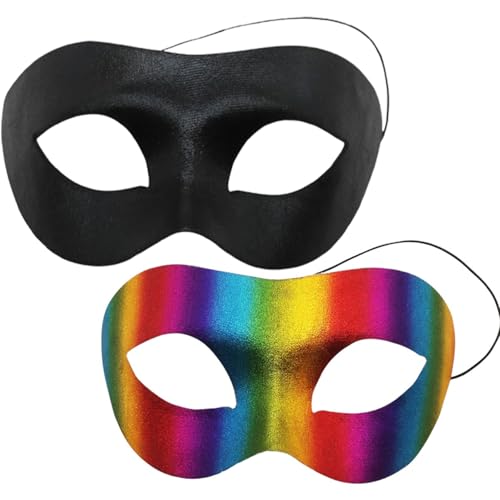 2 Piezas Mascara Negra Halloween, Mascara Carnaval, Cosplay Máscaras, Halloween Mascarada Carnaval, Negro Mascaras Veneciana, Cosplay Carnaval Con Cuerda Elástica Para Hombre Mujer Pareja (C)
