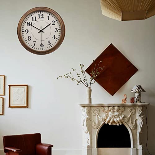 Nuliping Wall Clock For Living Room Decor Non-Ticking Silent Clock With Battery Operated Solid Wood Frame Rustic Clock For Bedroom Home Office School 13.7 Inch (Walnut Brown) #TOP1