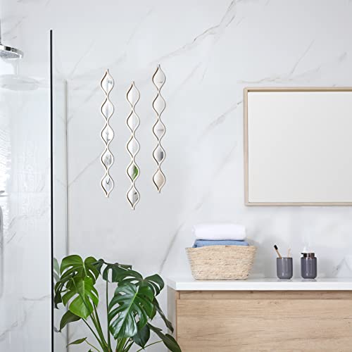 Amyhill Set Of 3 Teardrop Mirror Wall Decor 23.6 X 2.7 X 0.2 Inches Rustic Farmhouse Decorative Long Mirror Creative Boho Art Decor For The Living Room Bathroom Bedroom Entryway (White) #TOP4