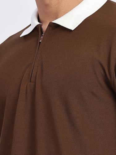 Image of Mens Premium Cotton Polo T-Shirt | 220 GSM Soft Fabric | Casual Stylish Look | Zipper Polo Design Snow White Polo T Shirt | Polo Tshirt for All-Day Wear