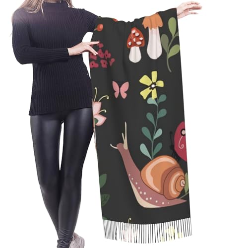 Mushrooms Imitation Cashmere Tassel Scarf Winter Scarf Autumn Softest Classic Warm2