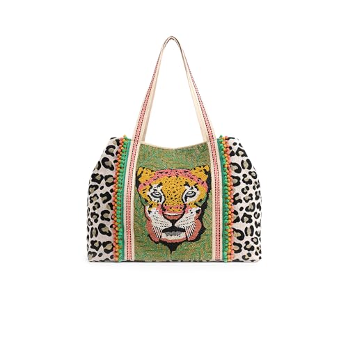Bolso tote con estampado de leopardo America & Beyond miniatura 1