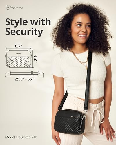 Image of Vantamo Premium Quilted Crossbody Bags for Women with Anti-Pickpocket Clip, Vegan Leather Handbags, Travel Purses for Women
