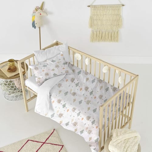 Funda Nórdica Bebé + Funda Almohada – Juego de Cama 2 Piezas – Ropa de Cuna Infantil Suave y Transpirable, Tejido Algodón 100% (Mod. B, 90x120cm Cuna Estándar)