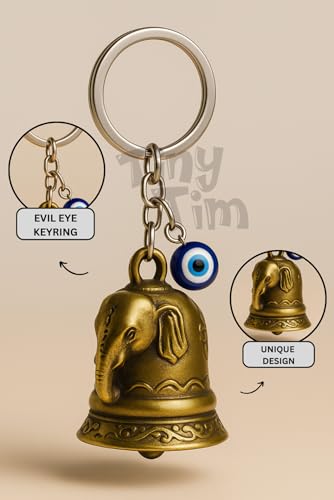Image of Tiny Tim Guardian Bell with Evil Eye Charm - Protective Motorcycle & Car Accessory - Tibetan-Inspired Design - Wards Off Negative Energy - Ideal Gift for Bikers & Travelers