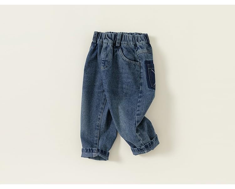 Rngeddg Toddler Boys Girls Casual Cotton Denim Solid Pockets Pants Fall Winter Athletic Jogger Jeans Sweatpants Overalls (Blue,80/12-18 M,Unisex,Big Kid,US,Age,12 Months,18 Months)