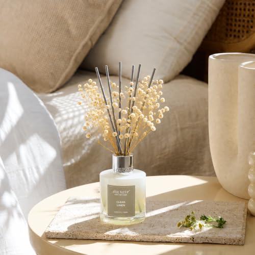 Image of Airkeep Reed Diffuser Set,3.38 fl oz (100 ml) - Clean Linen Oil Diffusers with 8 Reed Sticks,Home Fragrance Reed Diffuser for Bathroom Shelf Decor