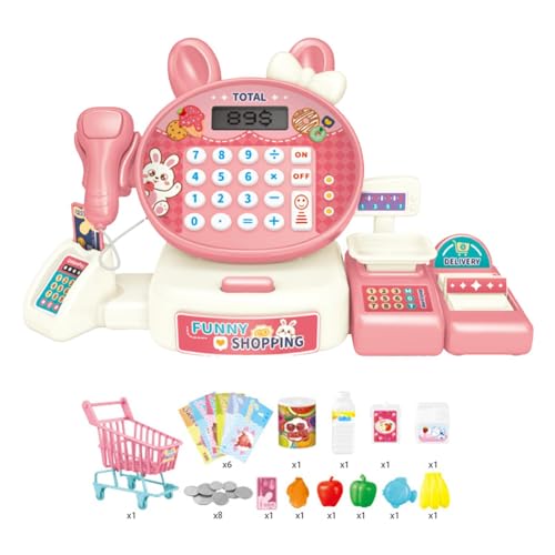 Cashier Register for Kids | Calculator Cash Register Toy | Toddler Cash Register Playset for Toddler Grocery Store Learning