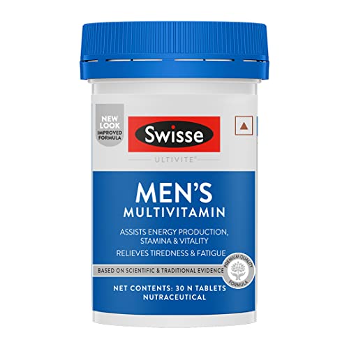 Swisse Men's Multivitamin - Manufactured In Australia, Imported Multivitamin From Australia's No.1 Supplement Brand - Boosts Energy, Stamina & Vitality With Ginseng & 35 Other Vital Herbs, Vitamins & Minerals (30 Tabs)
