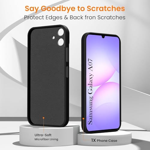 Image of Back Cover for Samsung Galaxy M17e 5G | F70e 5G | M07 | F07 | A07 | A07 5G, Super Frosted Raised Camera Protect | Textured Grip Design | Ultra-Soft Dotted Slim-Fit Design(Black)