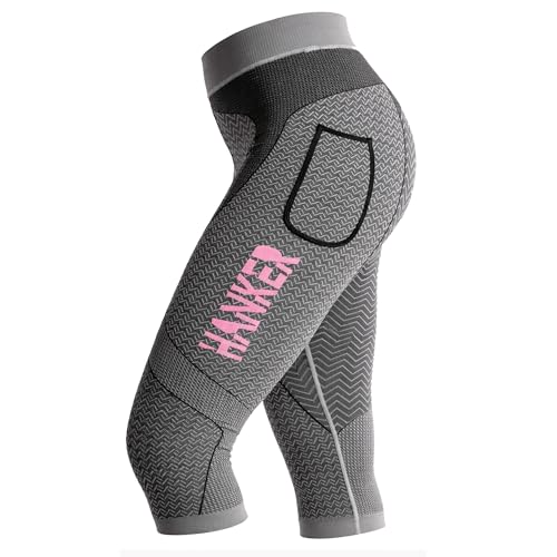 HANKER Mallas Pirata de compresión Mujer con Bolsillos para Running y Yoga