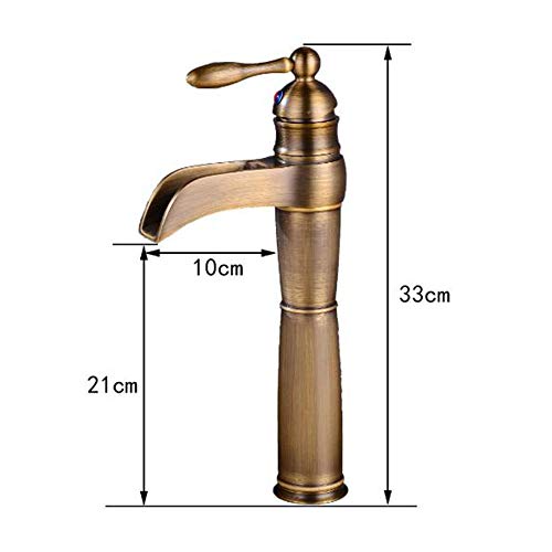 Robinet de lavabo surélevé style antique avec bec cascade pour grand confort